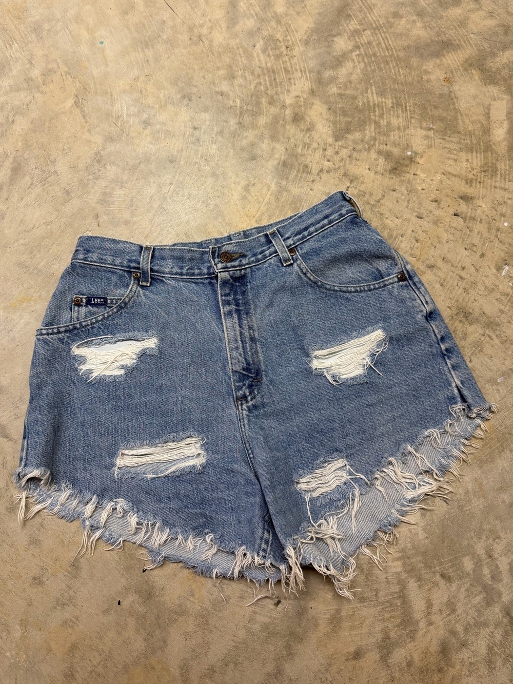 Lee Distressed Light Blue Denim Jean Shorts